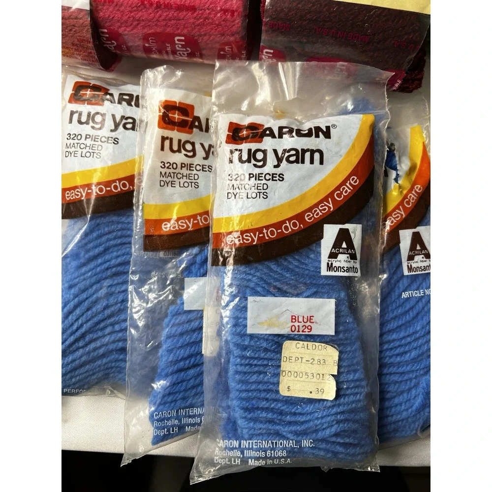 Mary Maxim Caron Pre-Cut Latch Hook Rug Yarn Large Bulk Lot Vintage Acrylic